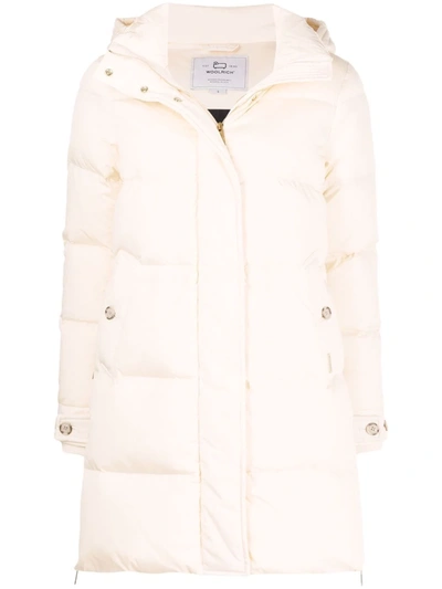 Woolrich Alsea Puffy Parka Hooded Jacket Ivory Polyamide Woman
