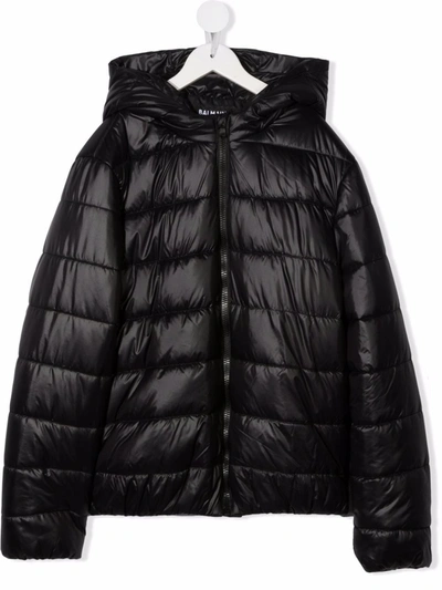 Balmain Teen Logo-print Padded Jacket In Black