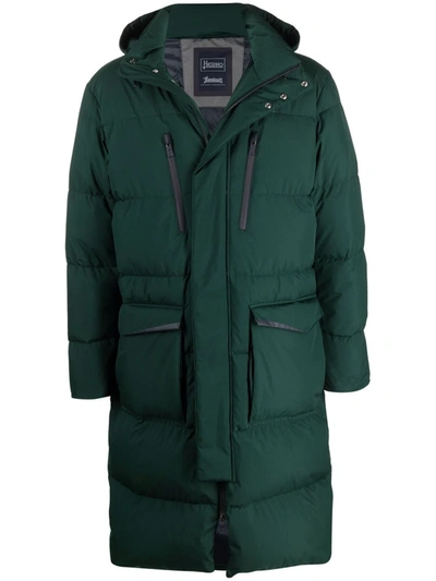 Herno Hooded Goose-down Padded Coat In Green