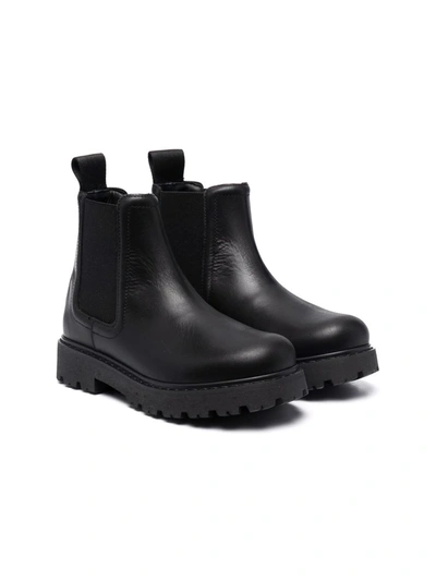 Dsquared2 Kids' Leather Ankle Boots In Black