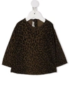 Babe And Tess Animal Print Blouse In Brown