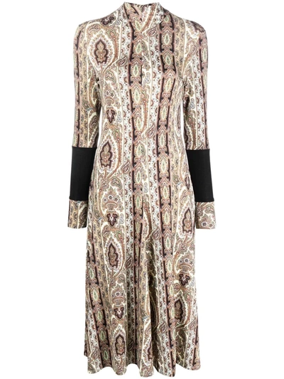 Paul Smith Paisley Print Flared Dress In Neutrals