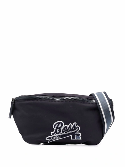 Hugo Boss X Russel Athletic Flocked-logo Belt Bag In Navy