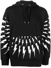 Neil Barrett Printed French Cotton-blend Terry Hoodie In Black