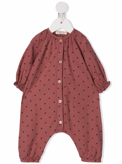 Babe And Tess Babies' Polka Dot Long-sleeve Body In Pink