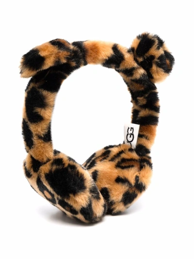 Ugg Babies' Leopard-print Faux-fur Ear Warmers In Neutrals