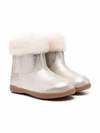 UGG FAUX FUR-TRIMMED METALLIC LEATHER ANKLE BOOTS