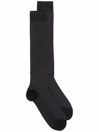 Marcoliani Spot-knit Socks In Black