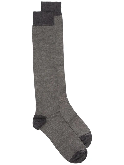 Marcoliani Fine-striped Socks In Grey