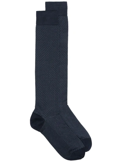 Marcoliani Spot-knit Socks In Blue