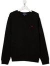 Polo Ralph Lauren Embroidered Logo Cotton Sweatshirt In Black