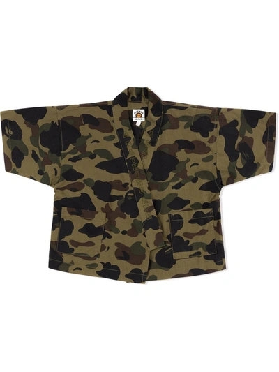 A Bathing Ape Kids' 1st Camo Short-sleeve Shirt In Green