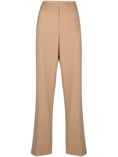 Theory High-waisted Straight Leg Trousers In Beige