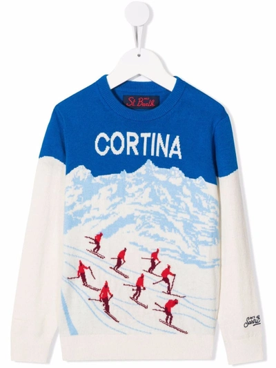 Mc2 Saint Barth Kids' Intarsia-knit Jumper In Blue