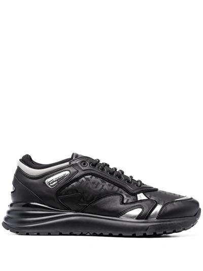Ferragamo Gancini Rainbow Low-top Sneakers In Black