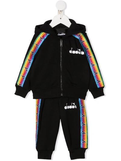 Diadora Junior Babies' Logo-print Cotton Tracksuit Set In Black