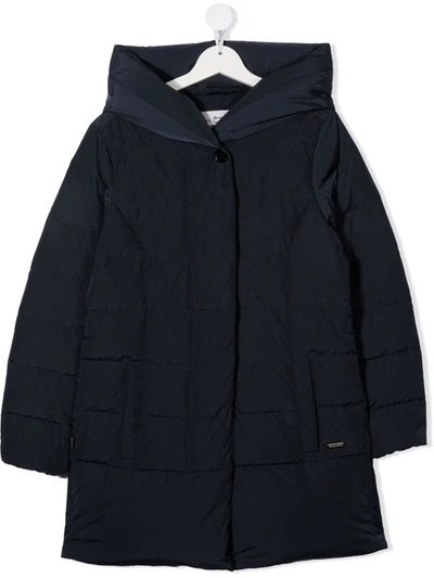 Woolrich Kids' Padded Navy Coat In Blue