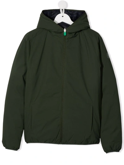 Save The Duck Teen Reversible Padded Jacket In Green