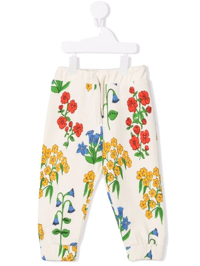 Mini Rodini Babies' Floral-print Track Trousers In White