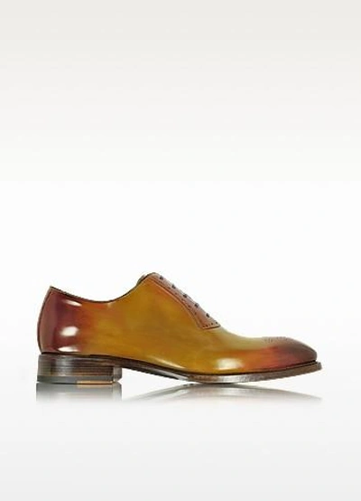 Gucci Shoes Italian Handcrafted Two-tone Leather Oxford Shoe In Brown