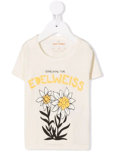 Mini Rodini Babies' Floral-print Organic Cotton T-shirt In White
