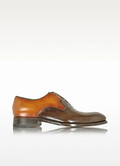Gucci Shoes Two-tone Italian Handcrafted Leather Oxford Shoe In Dark Brown