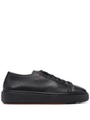 Santoni Leather Low-top Sneakers In Schwarz