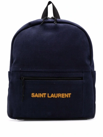 Saint Laurent Nuxx Corduroy Backpack In Blue