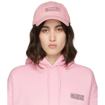 Ganni Pink Software Logo Cap In 465 Sweet Lilac