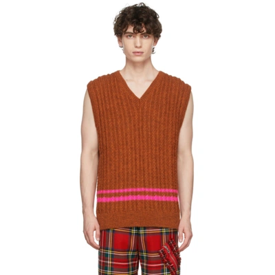 Molly Goddard Ralph Cable-knit Wool Sweater Vest In Orange_pink