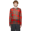 MOLLY GODDARD RED TARTAN ANDREW LONG SLEEVE T-SHIRT