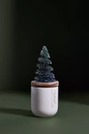 Anthropologie Frosted Bottle Brush Tree Candle In Blue