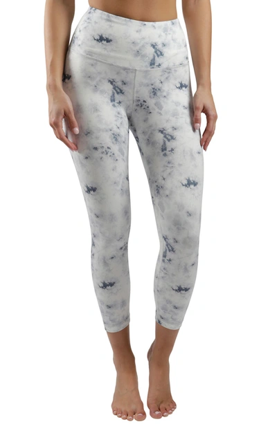 Yogalicious Lux Tie Dye High Waist Capri Leggings In Frosted Glass White  Grey