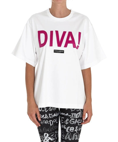 Dolce & Gabbana Dive Logo Patch Oversize T-shirt In White