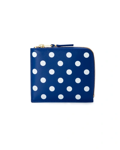 Comme Des Garçons Dots Printed Leather Line In Navy