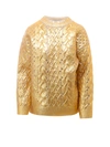 Valentino Perforated Gold Colored Wool Sweater In Gold