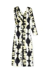 Ganni Ruched One Shoulder Long Sleeve Satin Maxi Dress