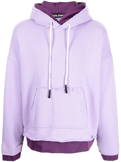 Palm Angels Men's Double-layer Palm Pullover Hoodie In Purple