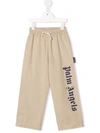 PALM ANGELS LOGO-PRINT DRAWSTRING TROUSERS,17093679