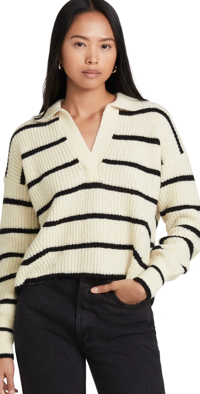 Eleven Six Tatum Stripe Alpaca Sweater Ivory With Black Stripe In Ivory,black Stripe