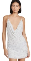 Retroféte Mich Beaded Cowl-neck Mini Cocktail Dress In Silver/white