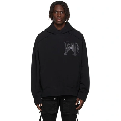 C2h4 Black Oversized Raw Edge Hoodie