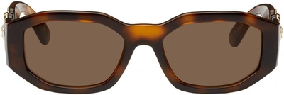 Versace Tortoiseshell Medusa Biggie Sunglasses In Havana/ Brown Solid