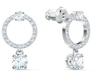 Swarovski Silver-tone Crystal Circle & Charm Drop Earrings In Rhodium / White