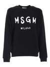 MSGM BRUSHED LOGO CREWNECK SWEATSHIRT IN BLACK