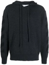 Off-white Grey Diagonal Stripe Arrows Knitted Hoodie In Grey