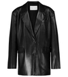 Stand Studio Black Galilea Faux-leather Blazer In Black