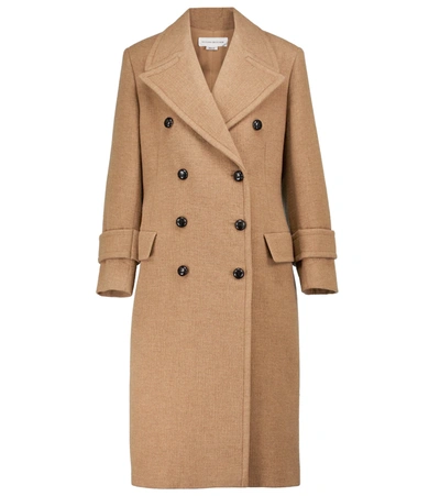 Victoria Beckham Double-breasted Wool-felt Coat In Camel