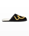 UGG MEN'S SCUFF LOGO SUEDE/SHEEPSKIN SLIPPERS,PROD235520114