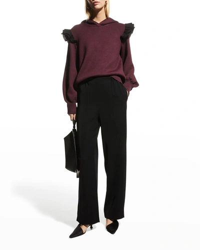 Adeam Hickory Wide-leg Pants In Black